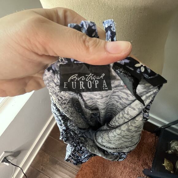 Vtg Midi Dress Size 14 Ditsy Floral Blue Smocked 90s Button Front Y2K - Picture 7 of 9